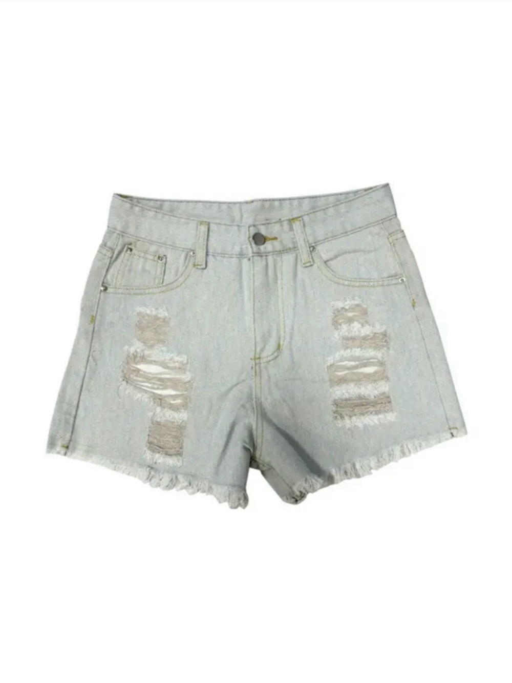 Women's Light Blue Distressed Denim Shorts